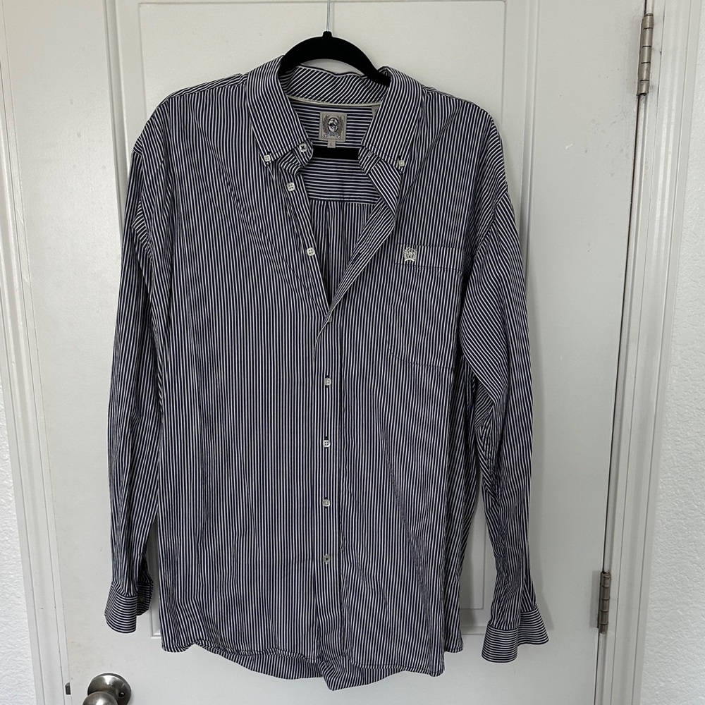 Cinch Navy Striped Casual Button Down Shirt